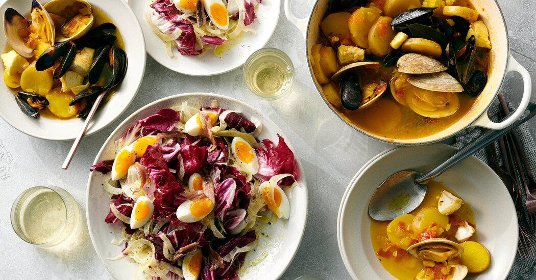 Fish Stew With Radicchio-Fennel Salad and Granita