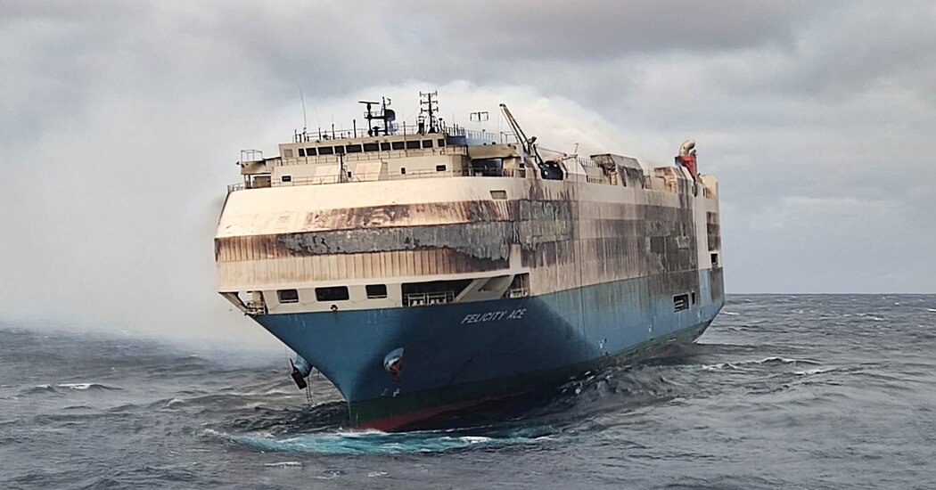 After Burning for Days, a Ship Carrying Thousands of Luxury Cars Sinks