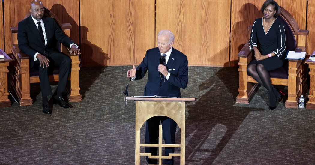 A Year After a Fiery Voting Rights Speech, Biden Delivers a More Muted Address